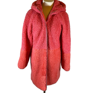 J.Crew Teddy Bear Fleece Coat w/Hood and Satin lining. Size S/M